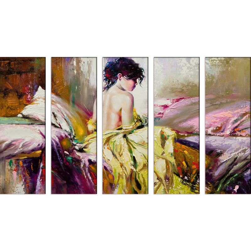 Artistic Abstract Art Canvas Wall Painting- With 5 Frames