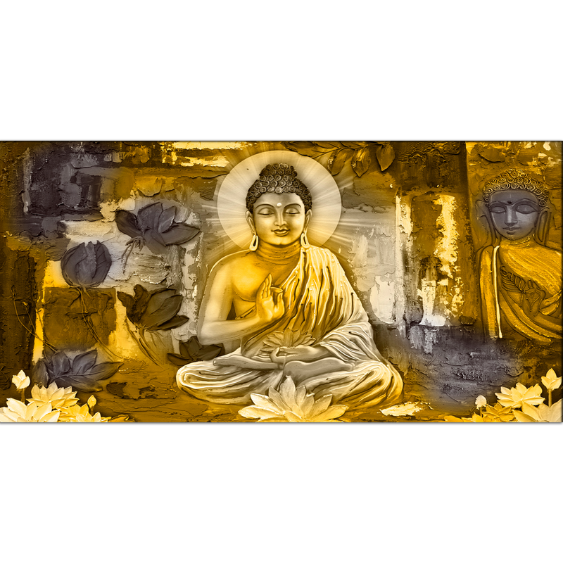Golden Buddha Abstract Canvas Wall Painting