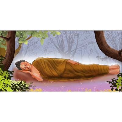 Gautama Buddha While Sleeping Illustration Canvas Wall Painting
