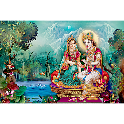 Beautiful Radha Krishna Digitally Printed Wallpaper
