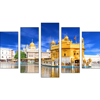 Morning View At Golden Temple In Amritsar Wall Painting- With 5 Frames