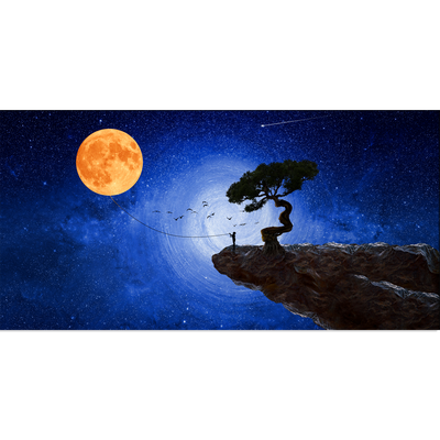 Child Catches The Moon Canvas Wall Painting