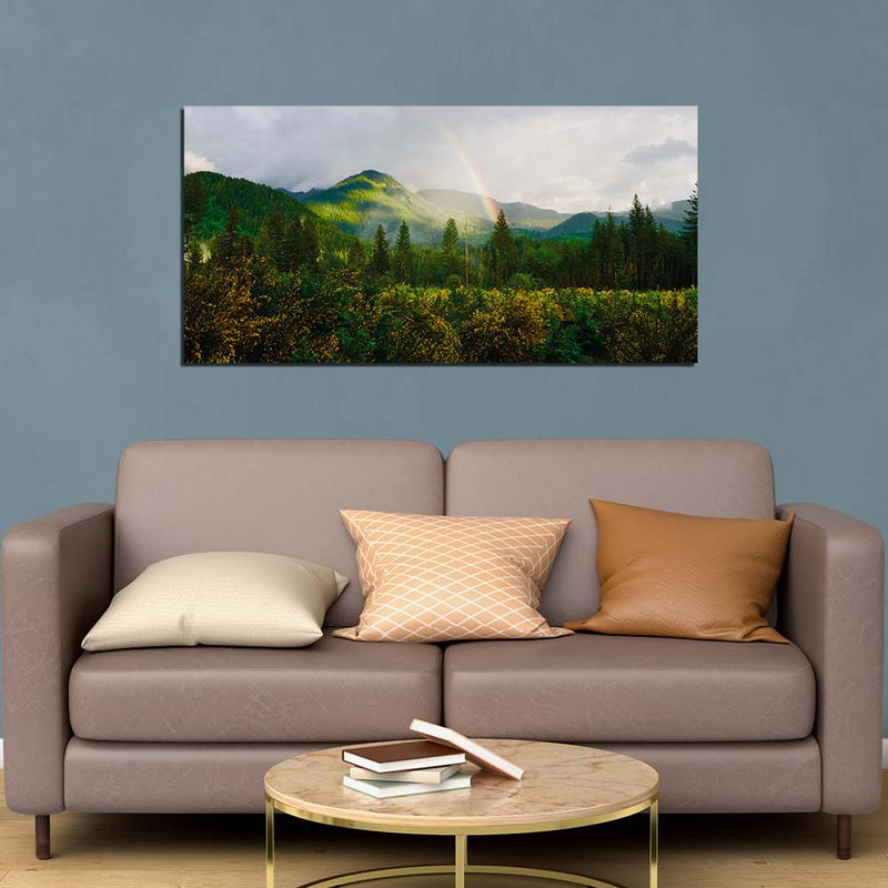 Beautiful View And Rainbow Canvas Wall Painting