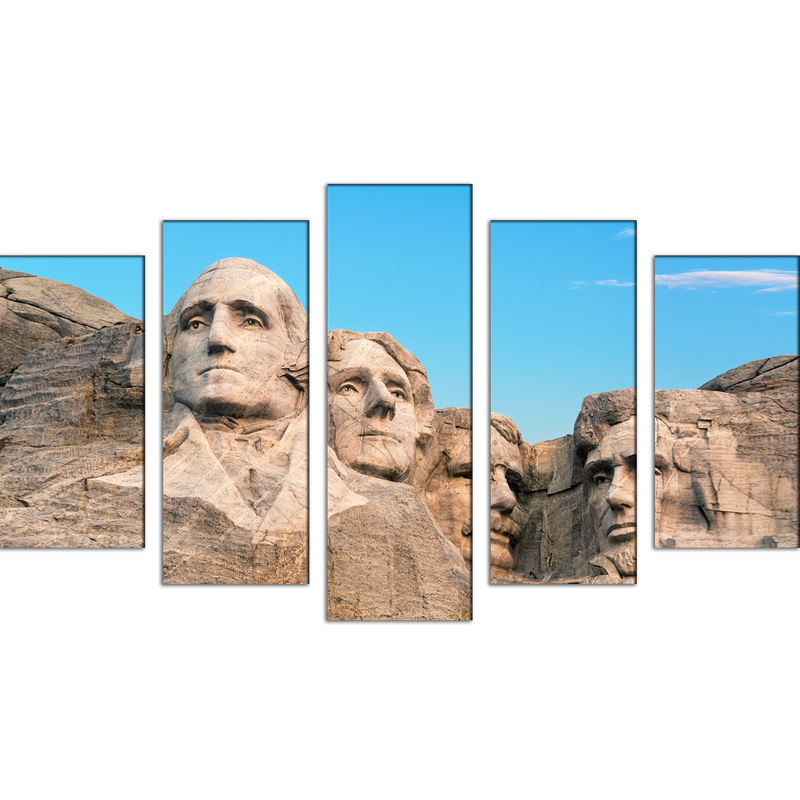Mount Rushmore Rock Art Canvas Wall Painting- With 5 Frames