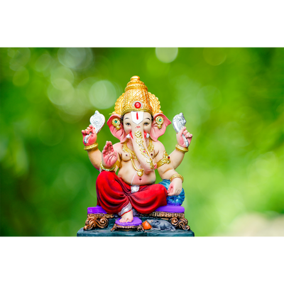 Cute Lord Ganesha Digitally Printed Wallpaper