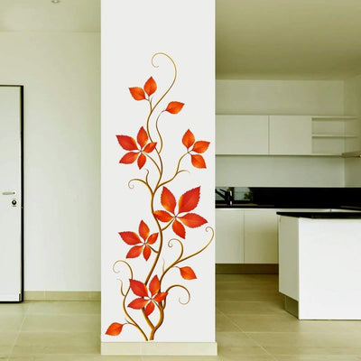 Orange Leaf Plant Self Adhesive Wall Sticker And Decal