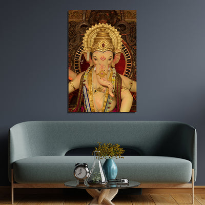Ganesha Print On Canvas Wall Painting
