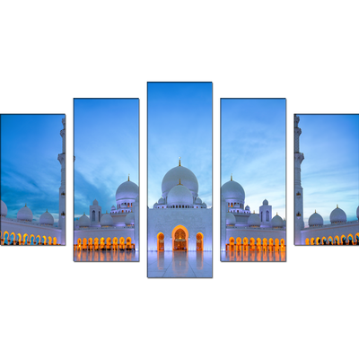 Grand Mosque Center Canvas Wall Painting- With 5 Frames
