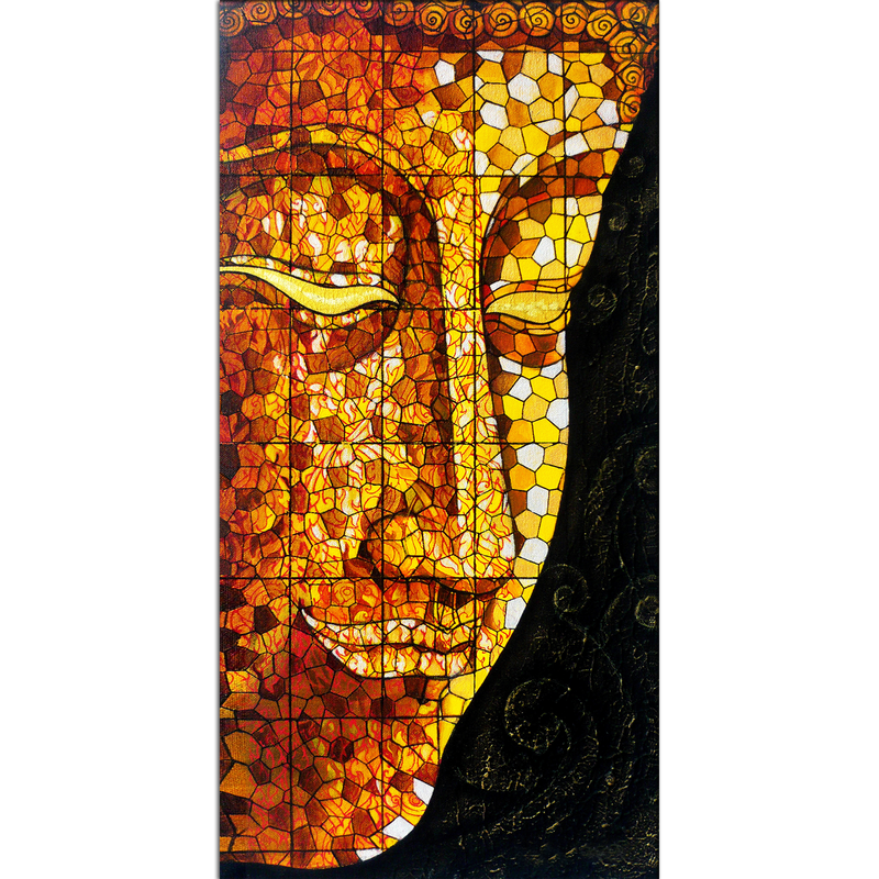 Golden Buddha Face Canvas Wall Painting