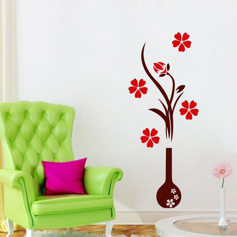 Beautiful Flower Pot Wall Sticker Premium Quality Vinyl