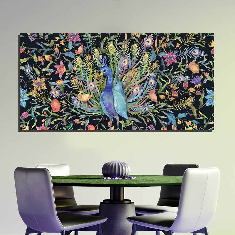 Abstract Print Peacock Canvas Wall Painting