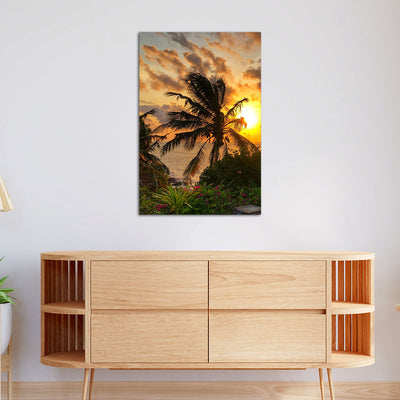 Garden View Sunset Printed On Wall Painting