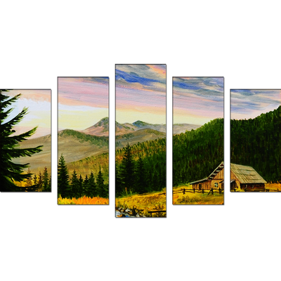 Beautiful Nature & Mountain Canvas Wall Painting- With 5 Frames