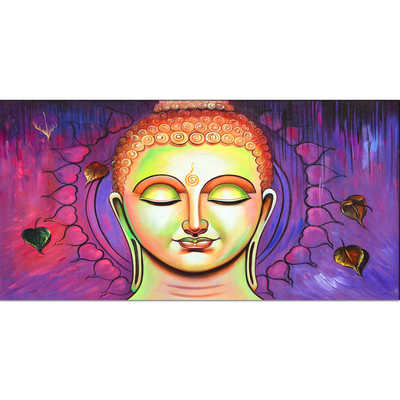 Acrylic Color Portrait Buddha Canvas Wall Painting