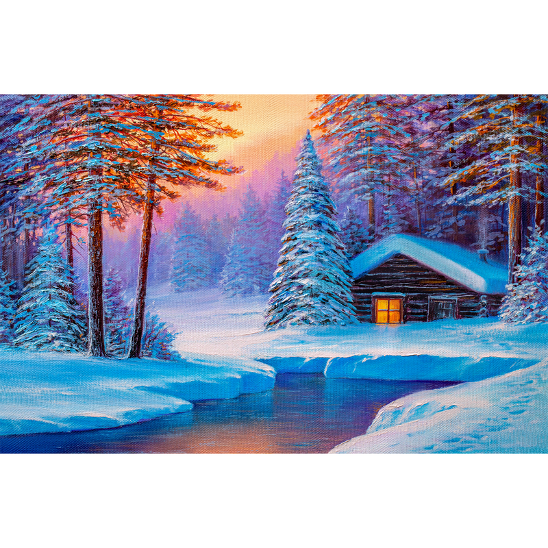 Cold Winter Sunrise Scenery Digitally Printed Wallpaper
