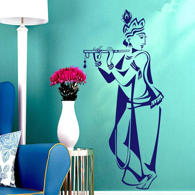 Krishna Wall Sticker Premium Quality (100 cm x 45 cm Vinyl Home Decor)