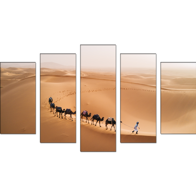 Camel Desert Canvas Panel Wall Painting - With 5 Frames
