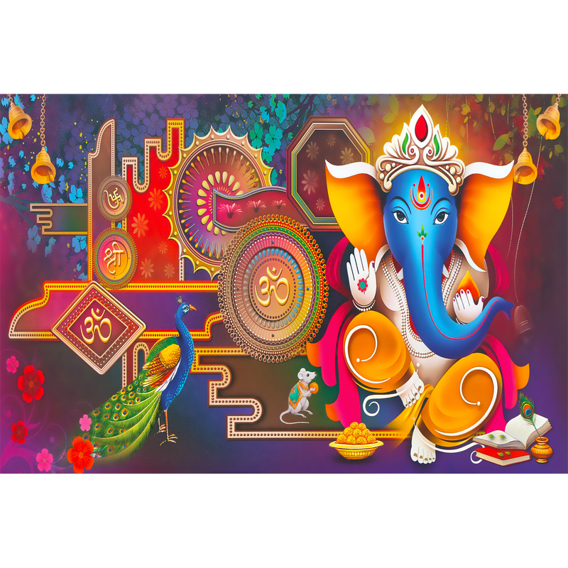 Artistic Ganesha Digitally Printed Wallpaper