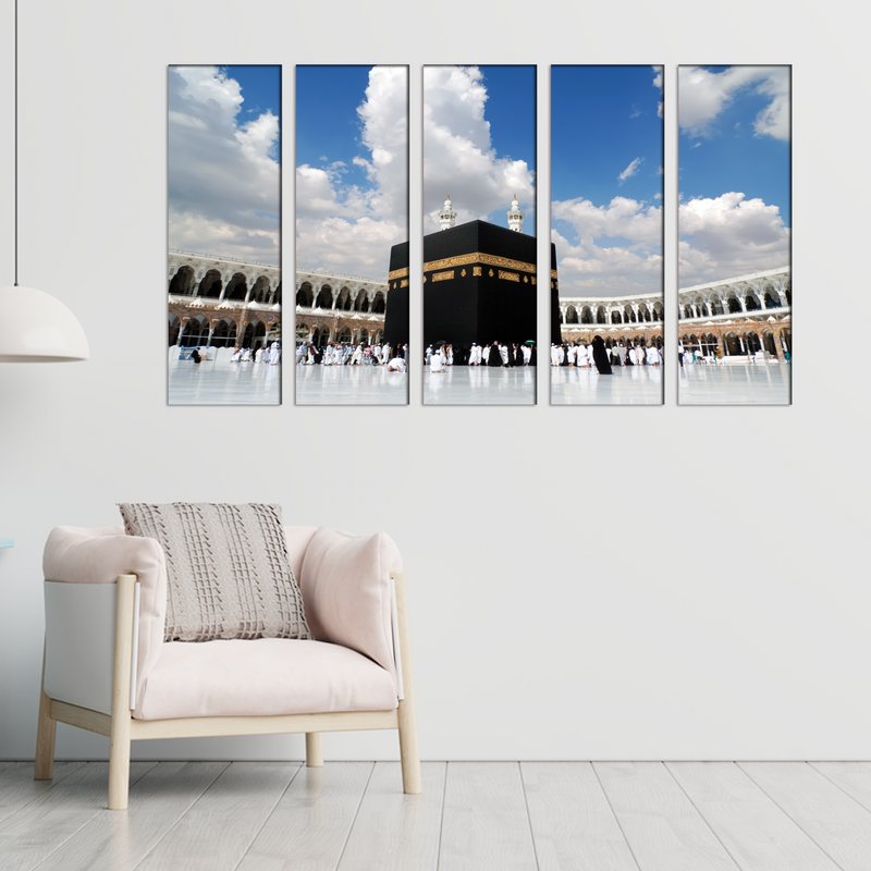 Makka Madina Islamic Wall Painting- With 5 Frames