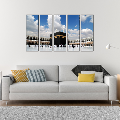 Makka Madina Islamic Wall Painting- With 5 Frames
