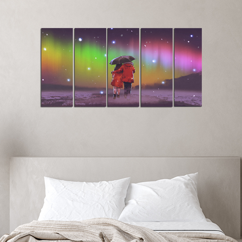 Couple Abstract Canvas Wall Hanging - With 5 Panel