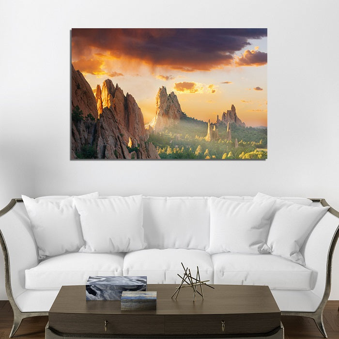 Beautiful Mountain Sunshine Print On Canvas Wall Painting
