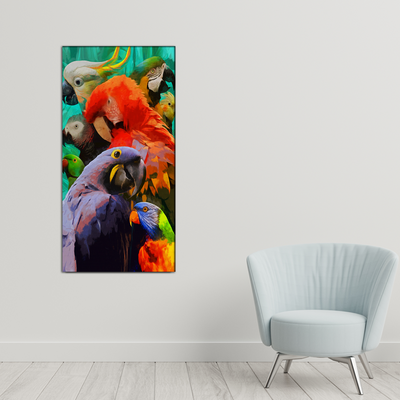 Colorful Artistic Parrots Canvas Wall Painting