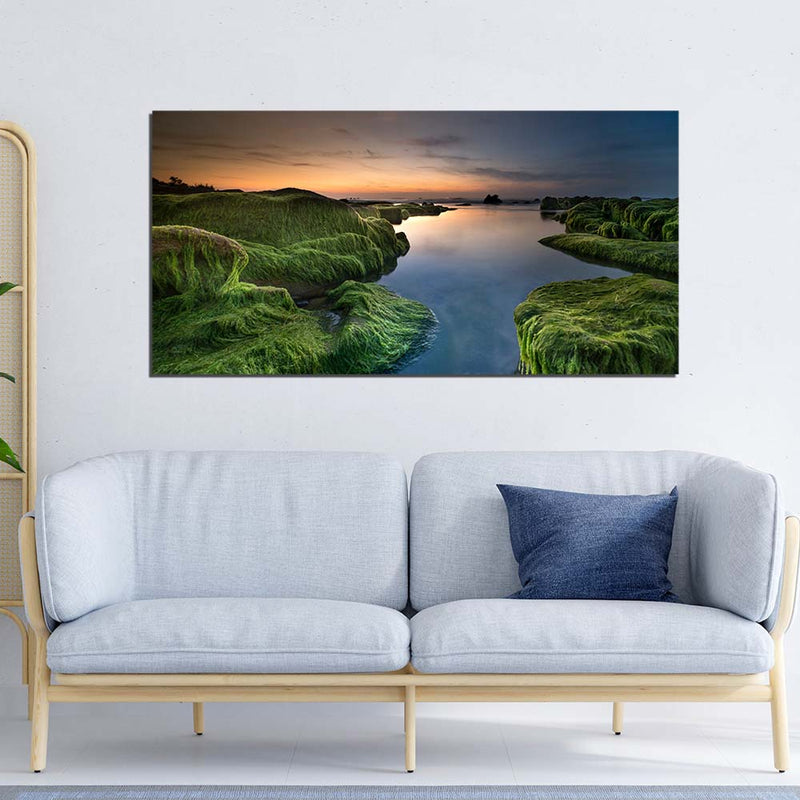 Mountain and Lake Print On Canvas Wall Painting