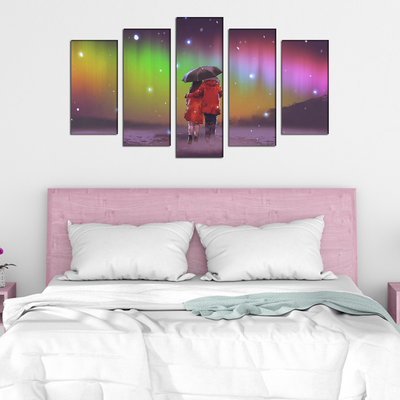 Couple Abstract Canvas Wall Painting- With 5 Frames