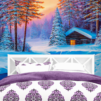 Cold Winter Sunrise Scenery Digitally Printed Wallpaper
