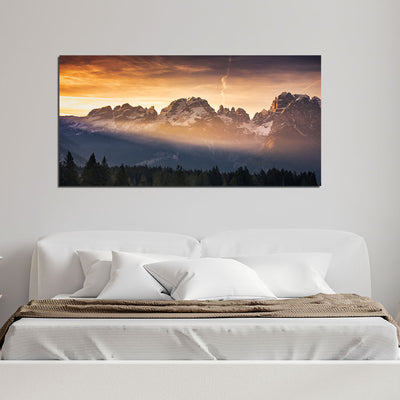 Lights On Hill Print On Canvas Wall Painting