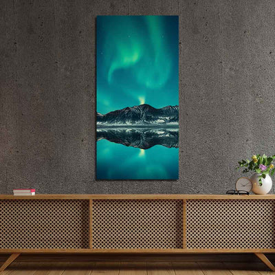 Green Sky And Mountain Reflection Print On Canvas