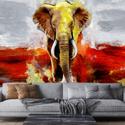 Elephant Painting Digitally Printed Wallpaper