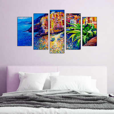 Italian Oil Color Canvas Wall Painting- With 5 Frames