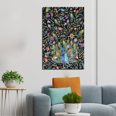 Abstract Peacock Print On Canvas Wall Painting