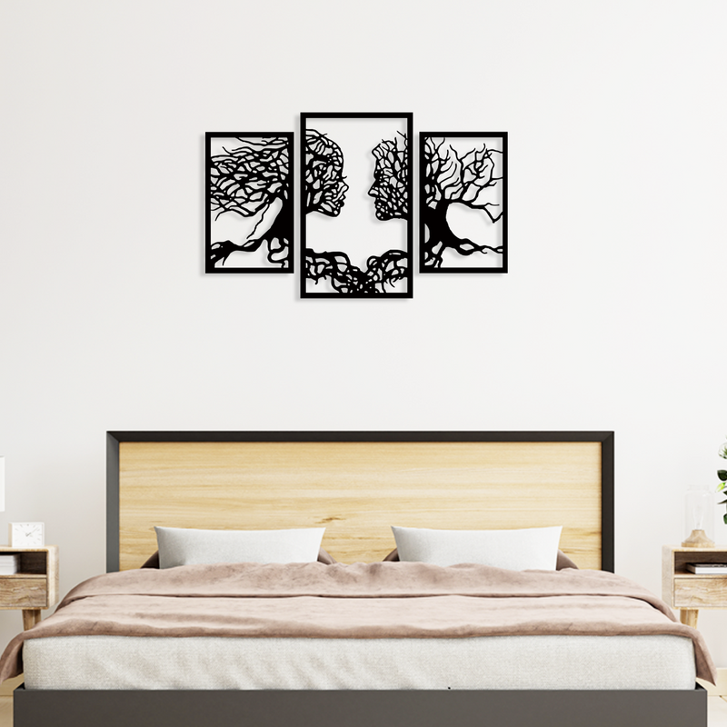 Beautiful Human Face Black color Tree Design Wooden Wall Hanging
