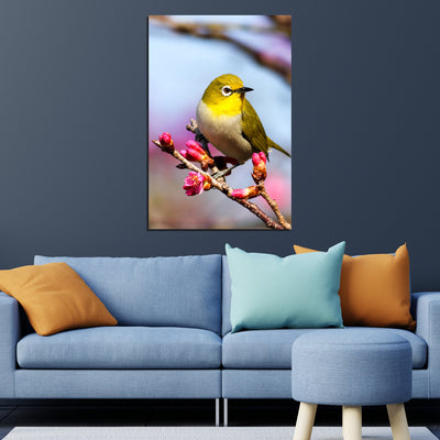 Bird On Sakura Tree Canvas Wall Painting