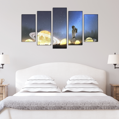 Astronaut and Space Canvas Wall Painting- With 5 Frames