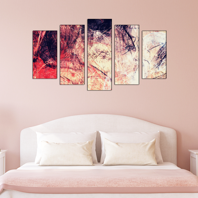 Minimalist Abstract Art Canvas Wall Painting- With 5 Frames