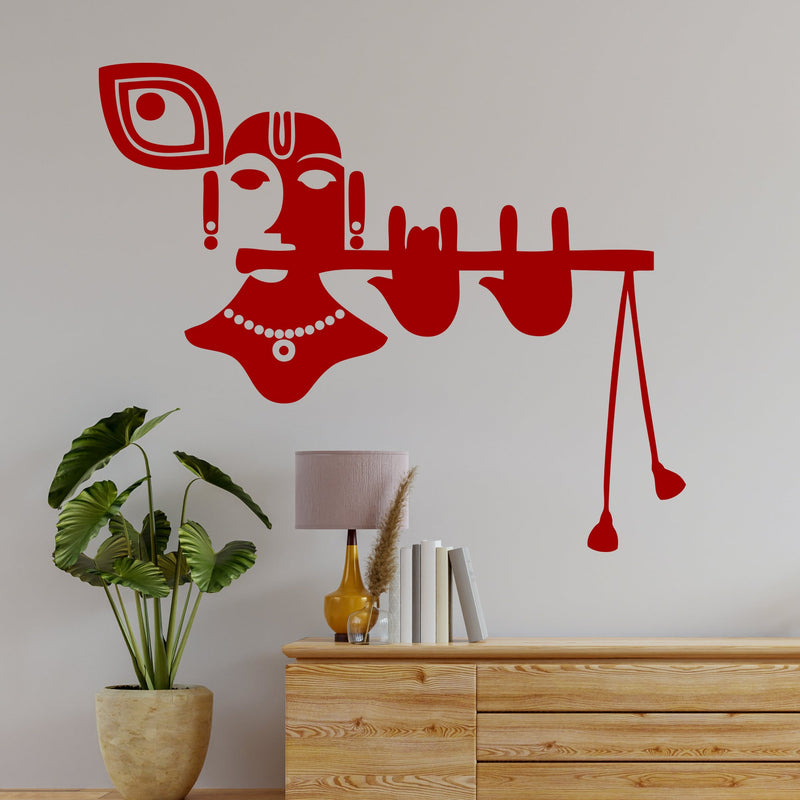 Lord Krishna with Flute High Quality Wall Sticker