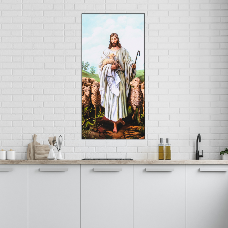 Jesus With Sheep Canvas Wall Painting