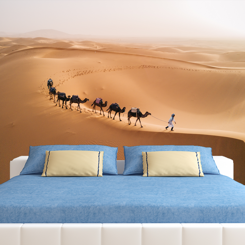 Camel Desert Canvas Digitally Printed Wallpaper