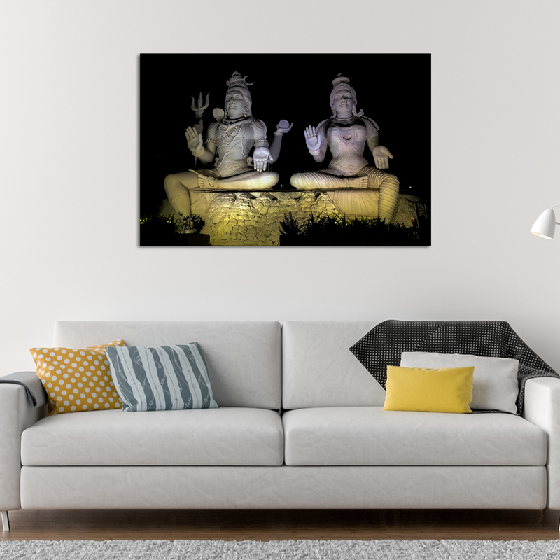 Lord Shiva And Goddess Parvati Canvas Wall Painting
