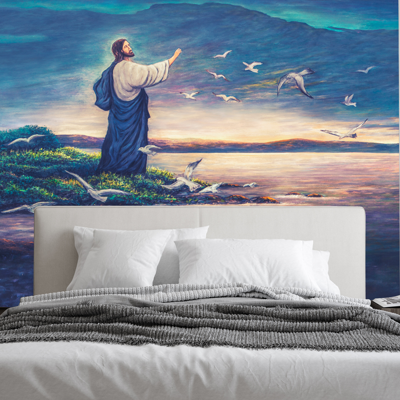 Jesus Near The Sea Digitally Printed Wallpaper