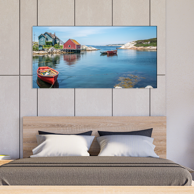 Boats & House Scenery Canvas Wall Painting