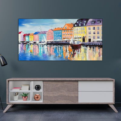 Colorful Houses Oil Painting Canvas Wall Painting