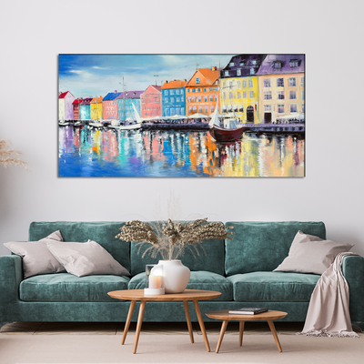 Colorful Houses Oil Painting Canvas Wall Painting