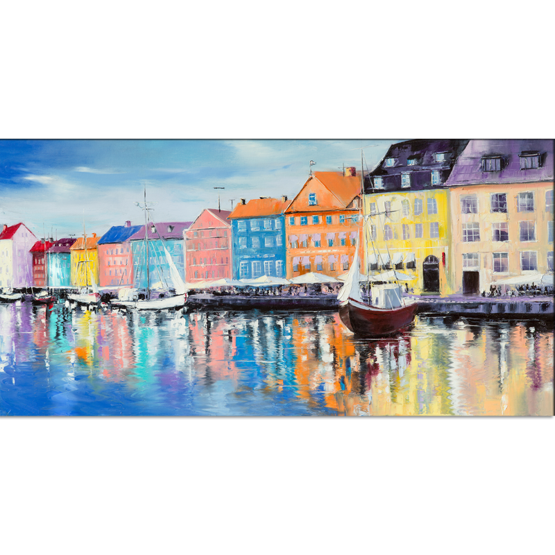 Colorful Houses Oil Painting Canvas Wall Painting