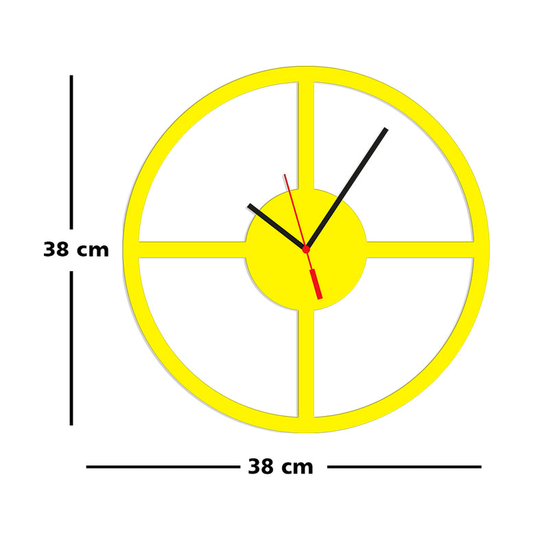Round Shape Yellow Color Wooden Wall Clock