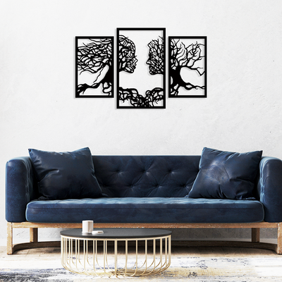 Beautiful Human Face Black color Tree Design Wooden Wall Hanging